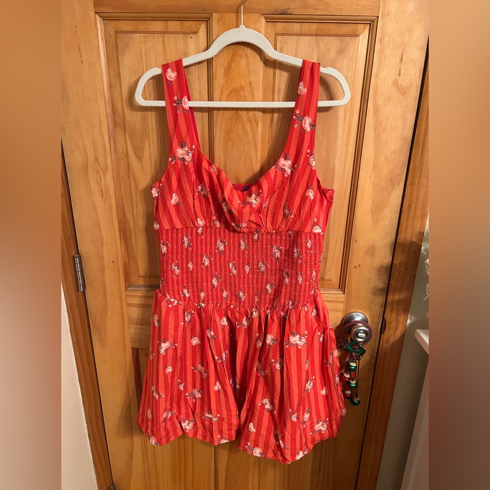 By Anthropologie Square Neck Smocked Mini Dress- XL